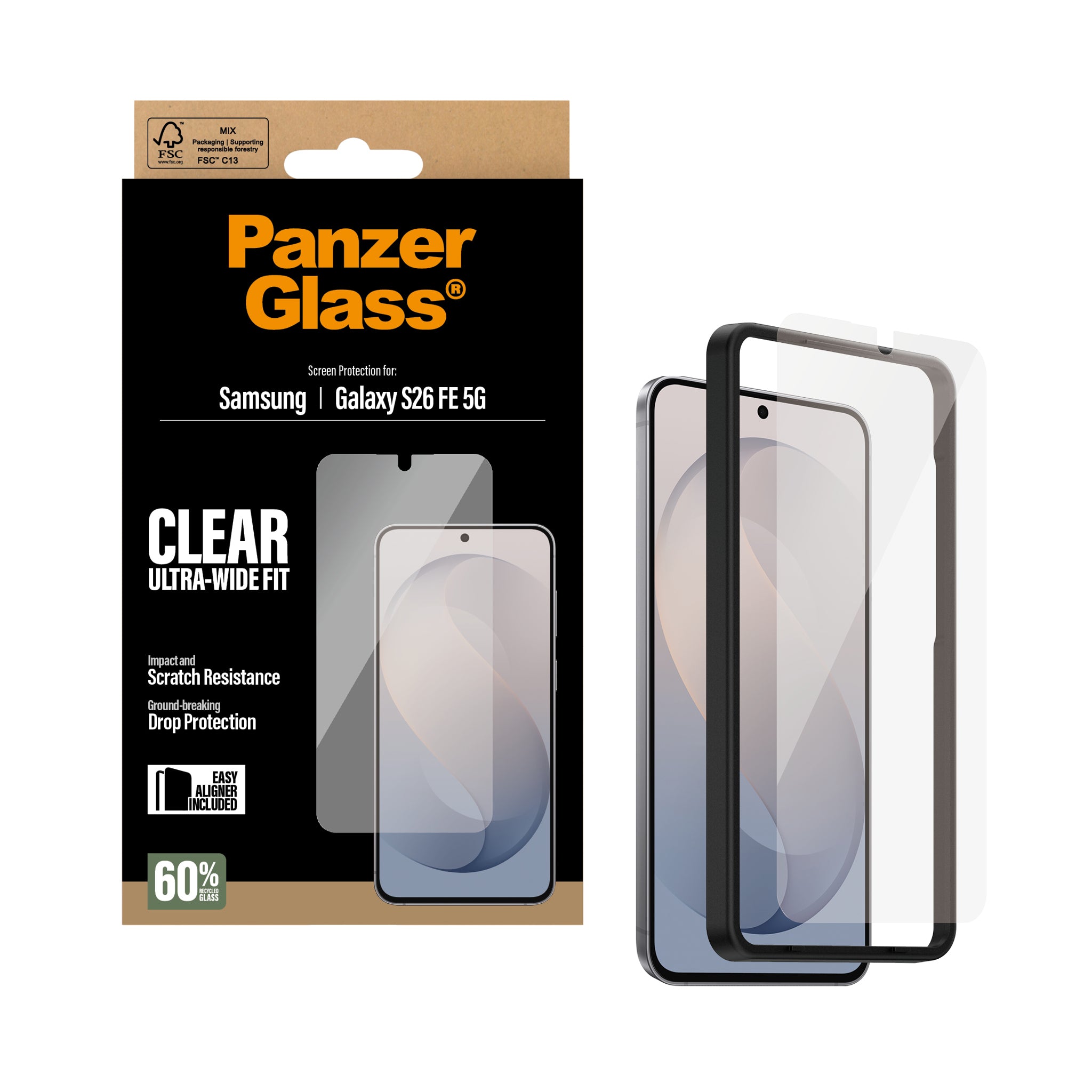 PanzerGlass® Skærmbeskyttelse Samsung Galaxy S26 FE 5G | Ultra-Wide Fit m. EasyAligner